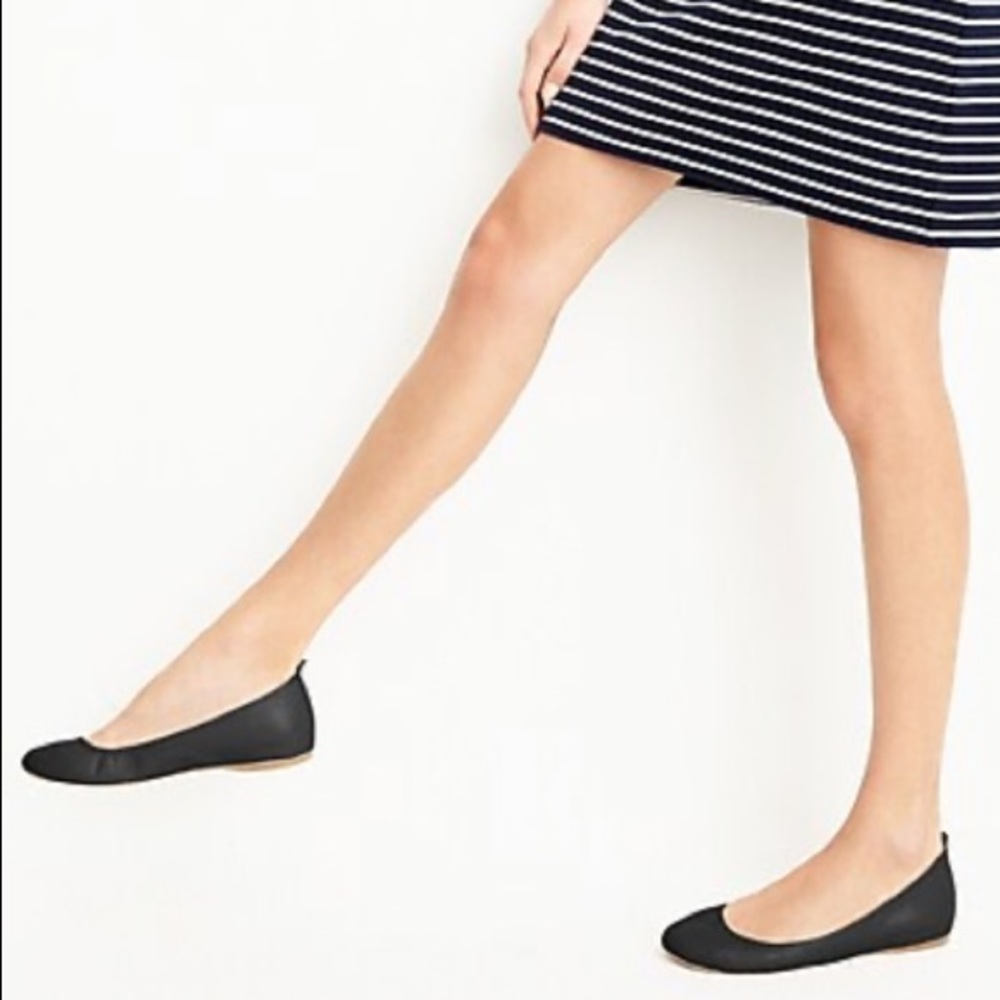 J.Crew Black Leather Ballet Flats